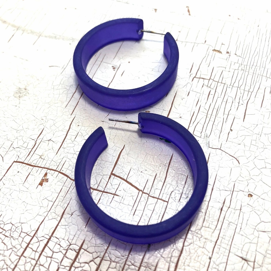 Cobalt Blue Large Portland Hoop Earrings 24$
